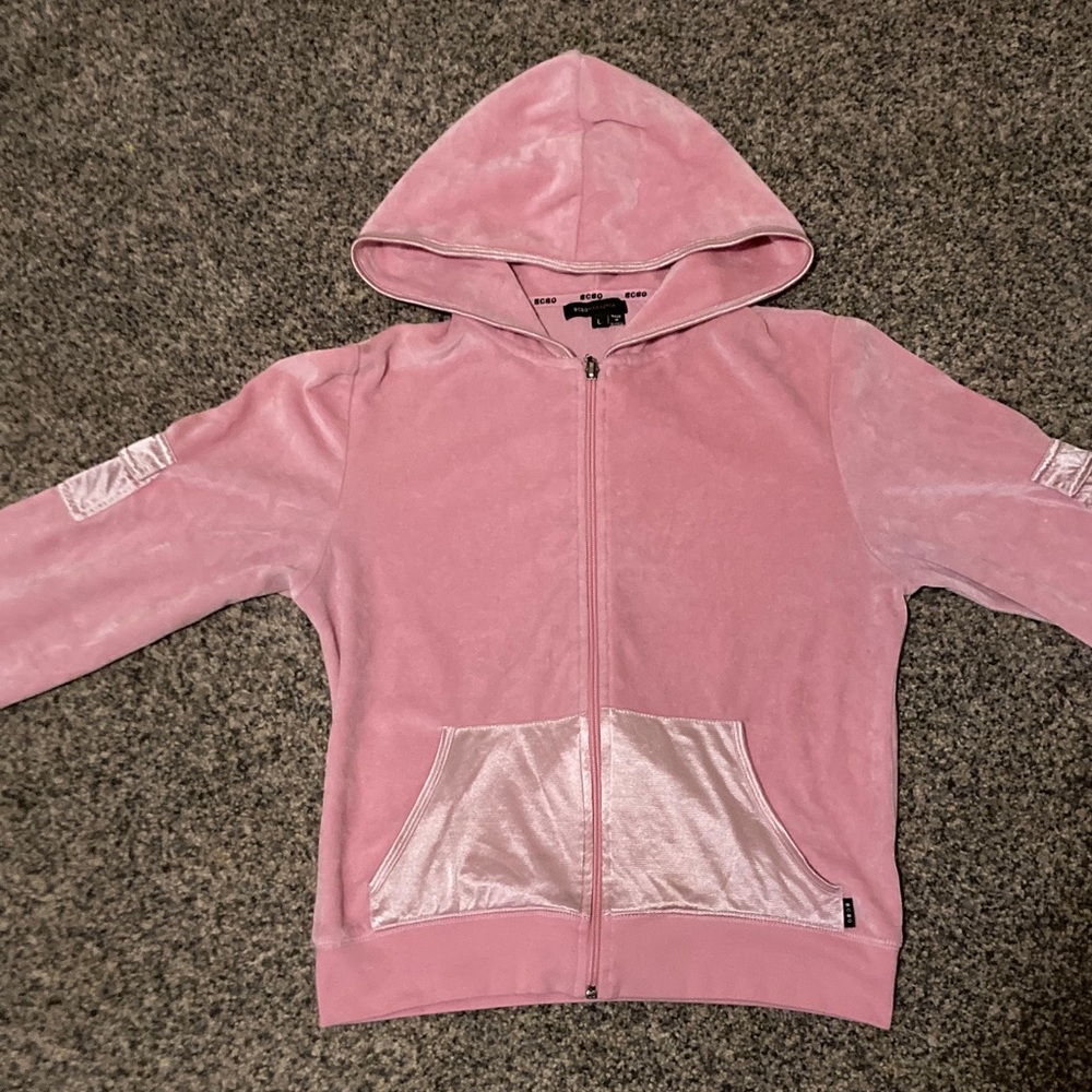 BCBG Pink zip up with Satin Accents